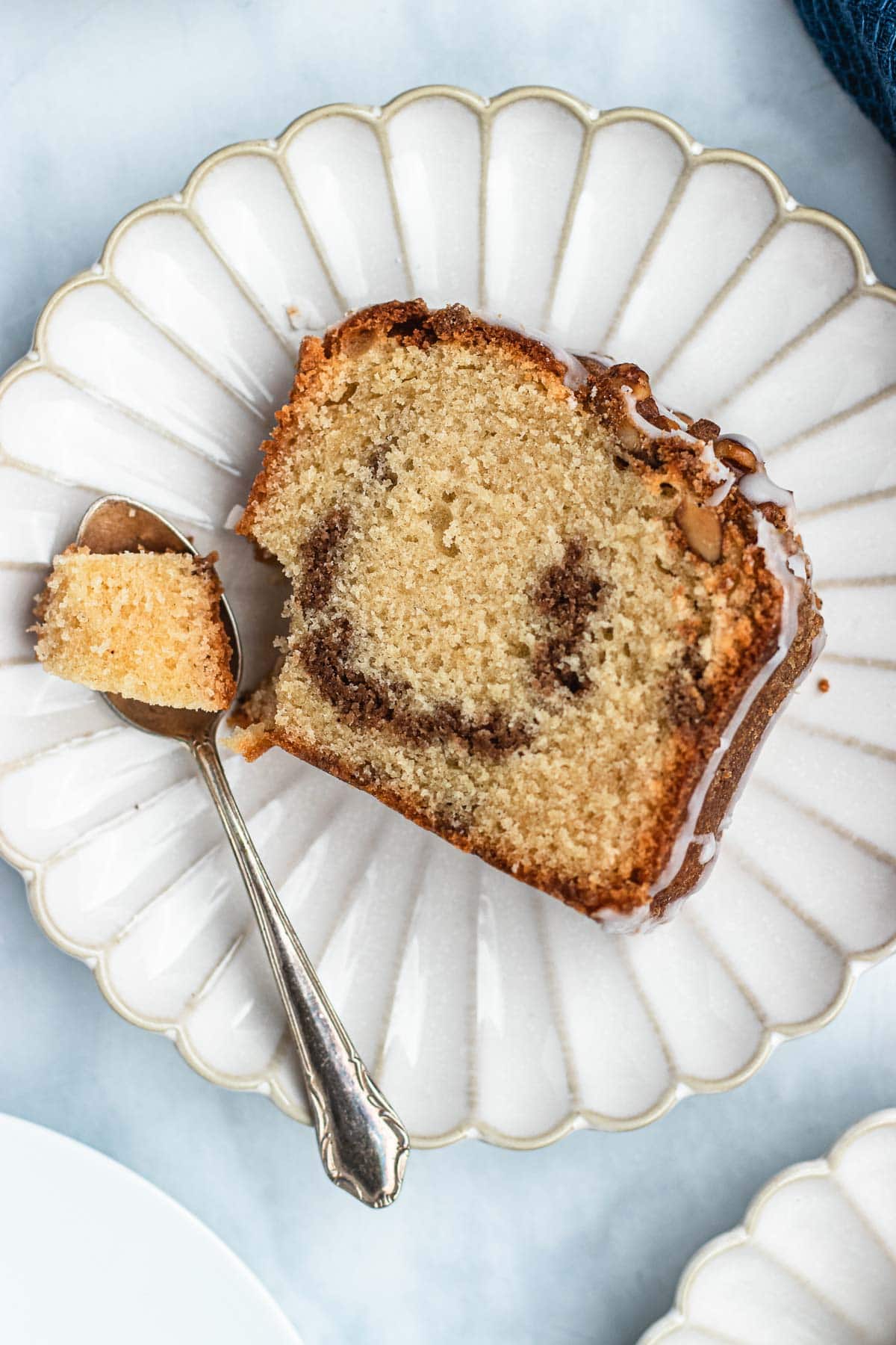 Bundt Coffee Cake slice on serving plate