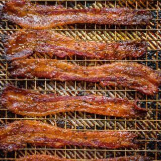 Candied Bacon on wire rack w/ baking sheet
