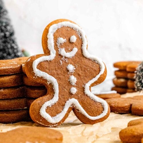 Chocolate Gingerbread Men propped up against stack 1x1