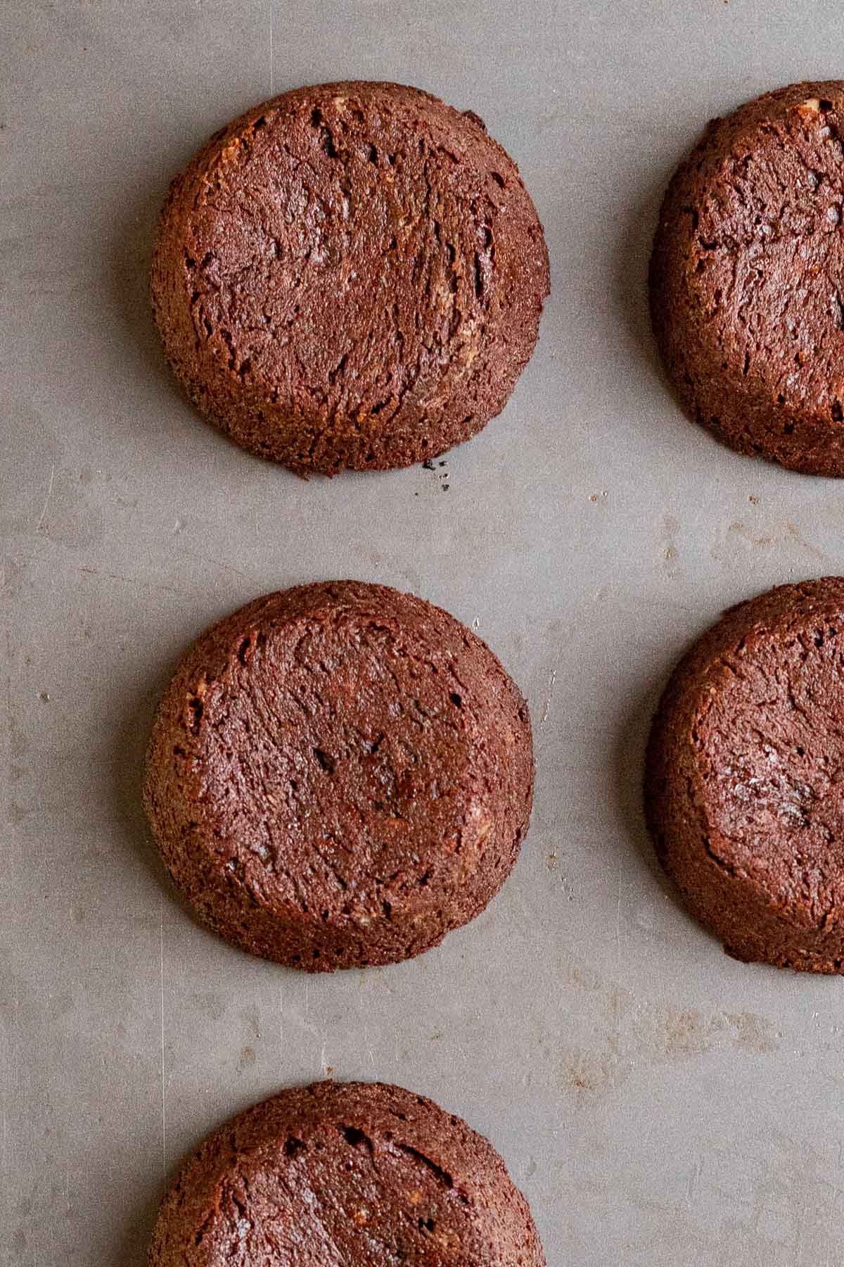 Chocolate Peppermint Lava Cakes after baking on cookie sheet