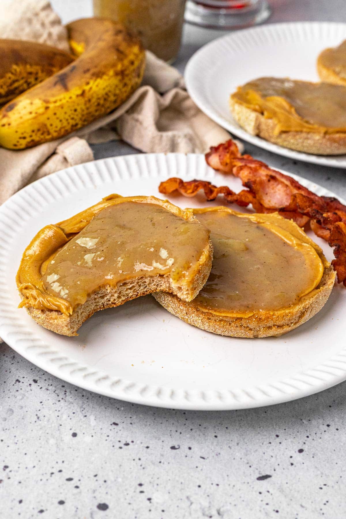 Banana Jam on bread on serving plate