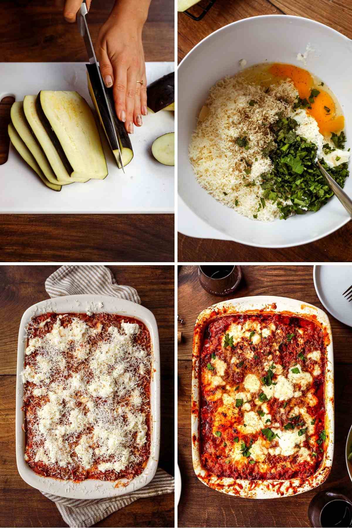 Eggplant Bake Collage of prep steps