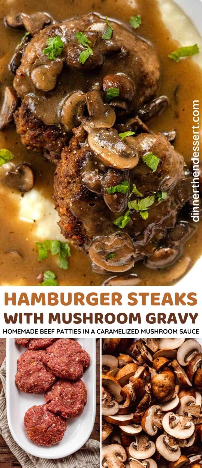 Hamburger Steaks with Mushroom Gravy Collage