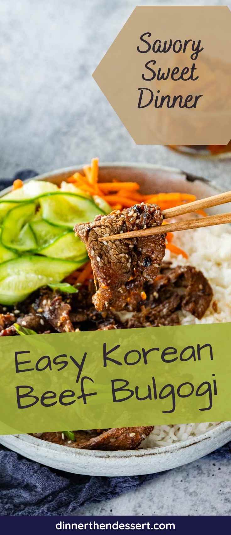 bowl of Korean Beef Bulgogi Recipe Pin 1