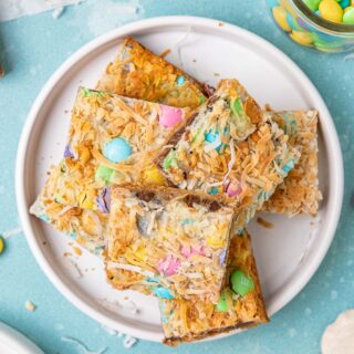 Magic Easter Layer Bars on a plate