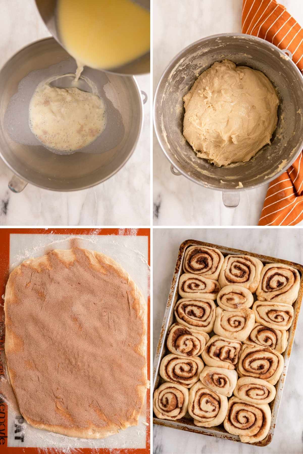 Maple Cinnamon Rolls Collage of prep steps