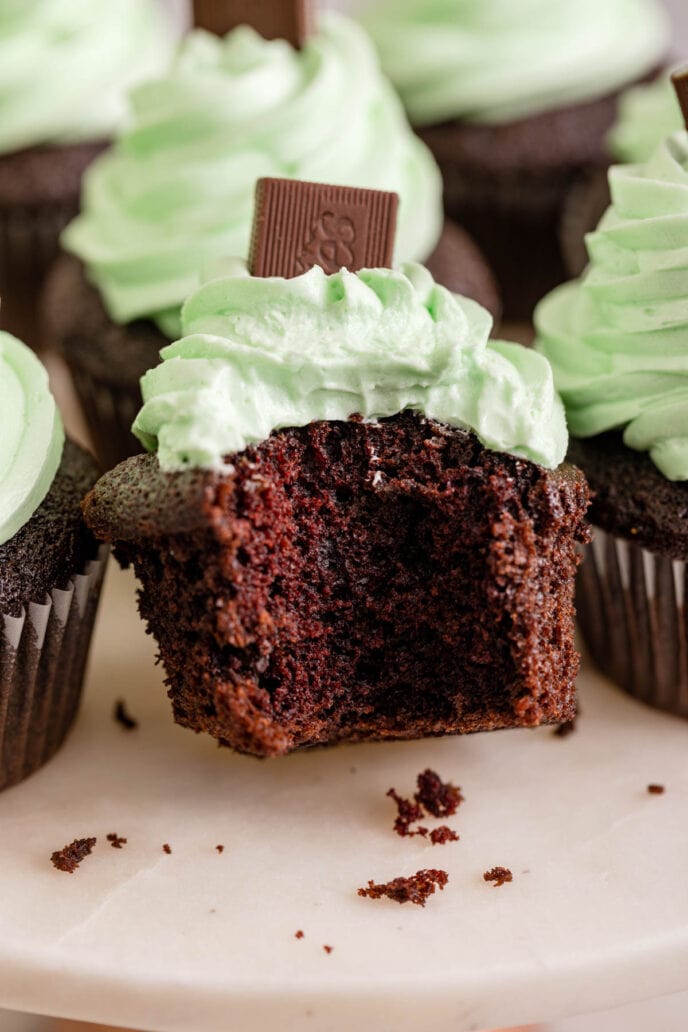 Chocolate Mint Cupcakes on the inside
