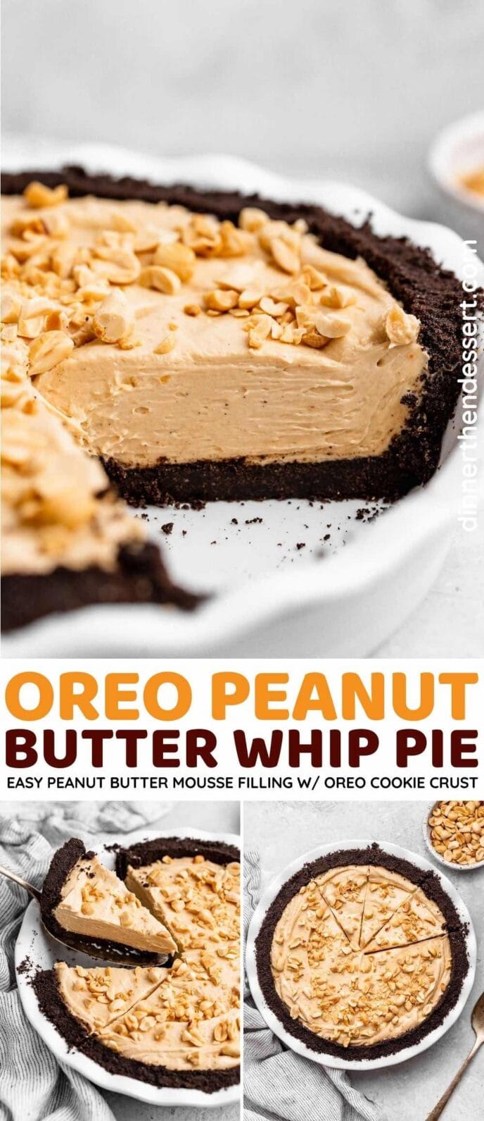 Oreo Peanut Butter Whip Pie collage