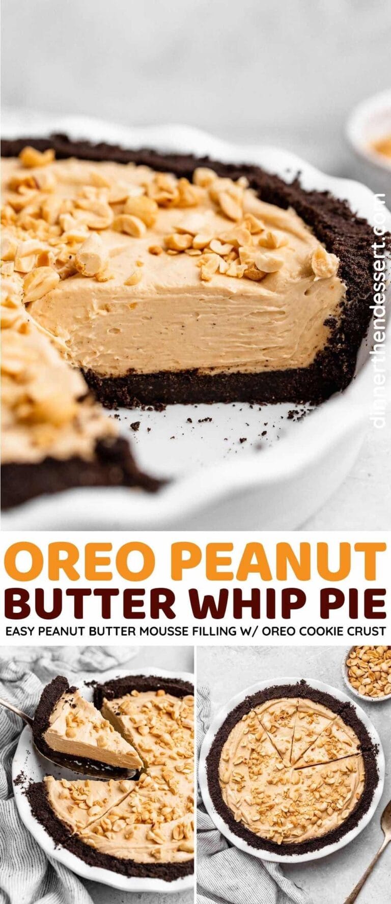 Easy Oreo Peanut Butter Whip Pie Recipe - Dinner, then Dessert