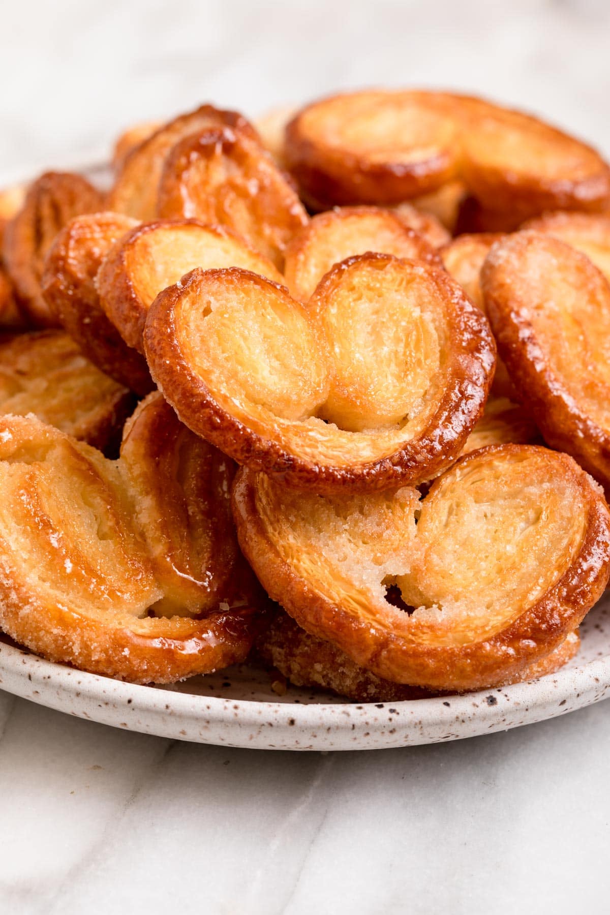 Palmiers on serving platter 