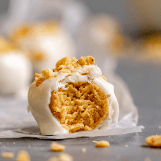 Bite taken out of dessert balls