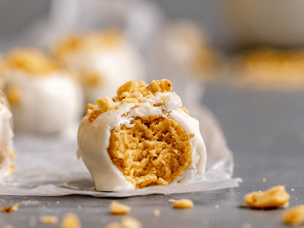 Bite taken out of dessert balls