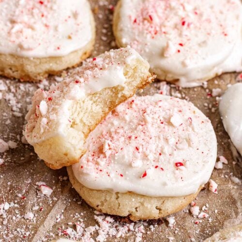 Peppermint Meltaway cookies laid out on parchment paper.
