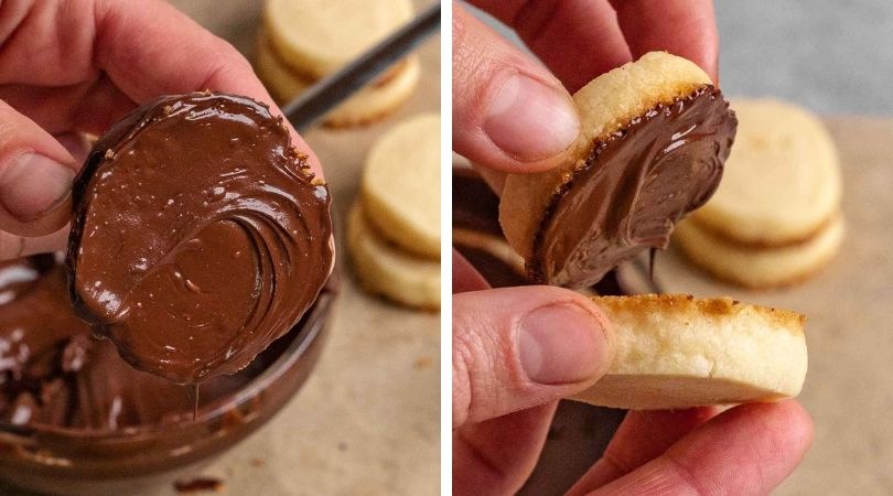 Peppermint Sandwich Cookies dipped in chocolate collage