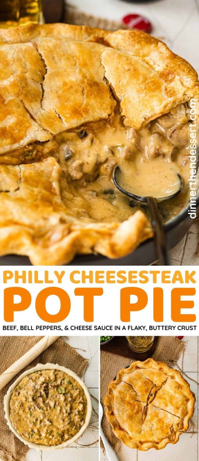 Philly Cheesesteak Pot Pie collage