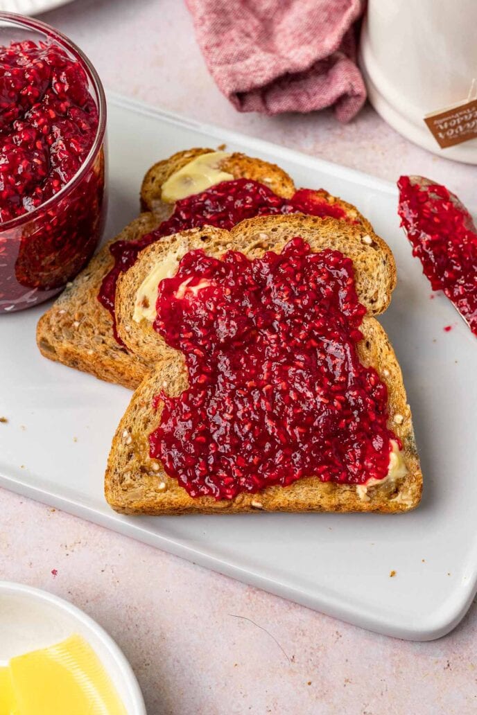 Raspberry Jam spread on toast