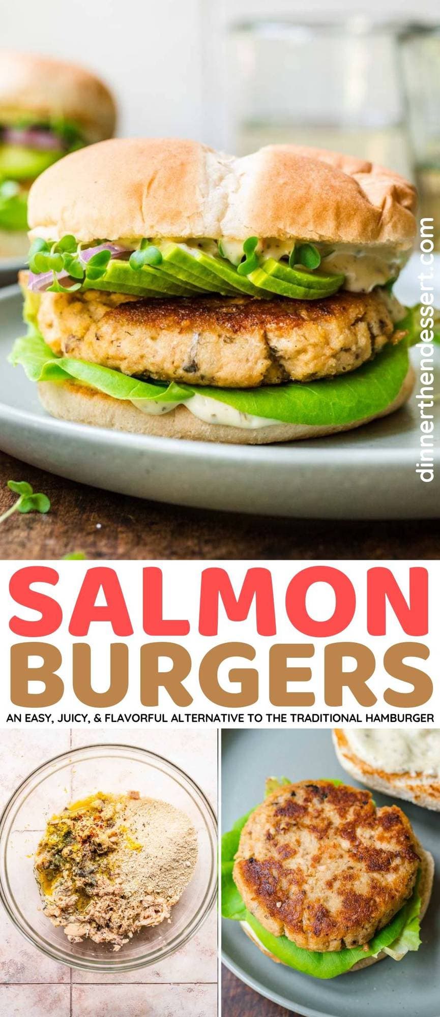 Salmon Burgers collage