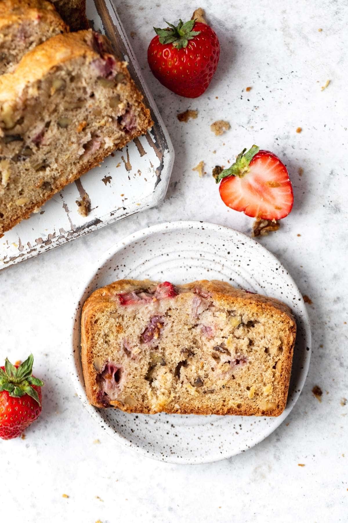 Strawberry Pineapple Bread slice on serving plate