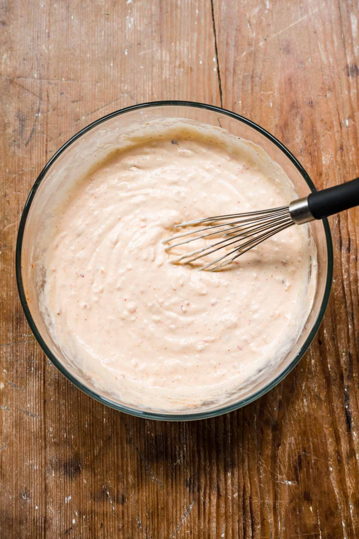 Texas Roadhouse Cajun Horseradish Sauce in mixing bowl