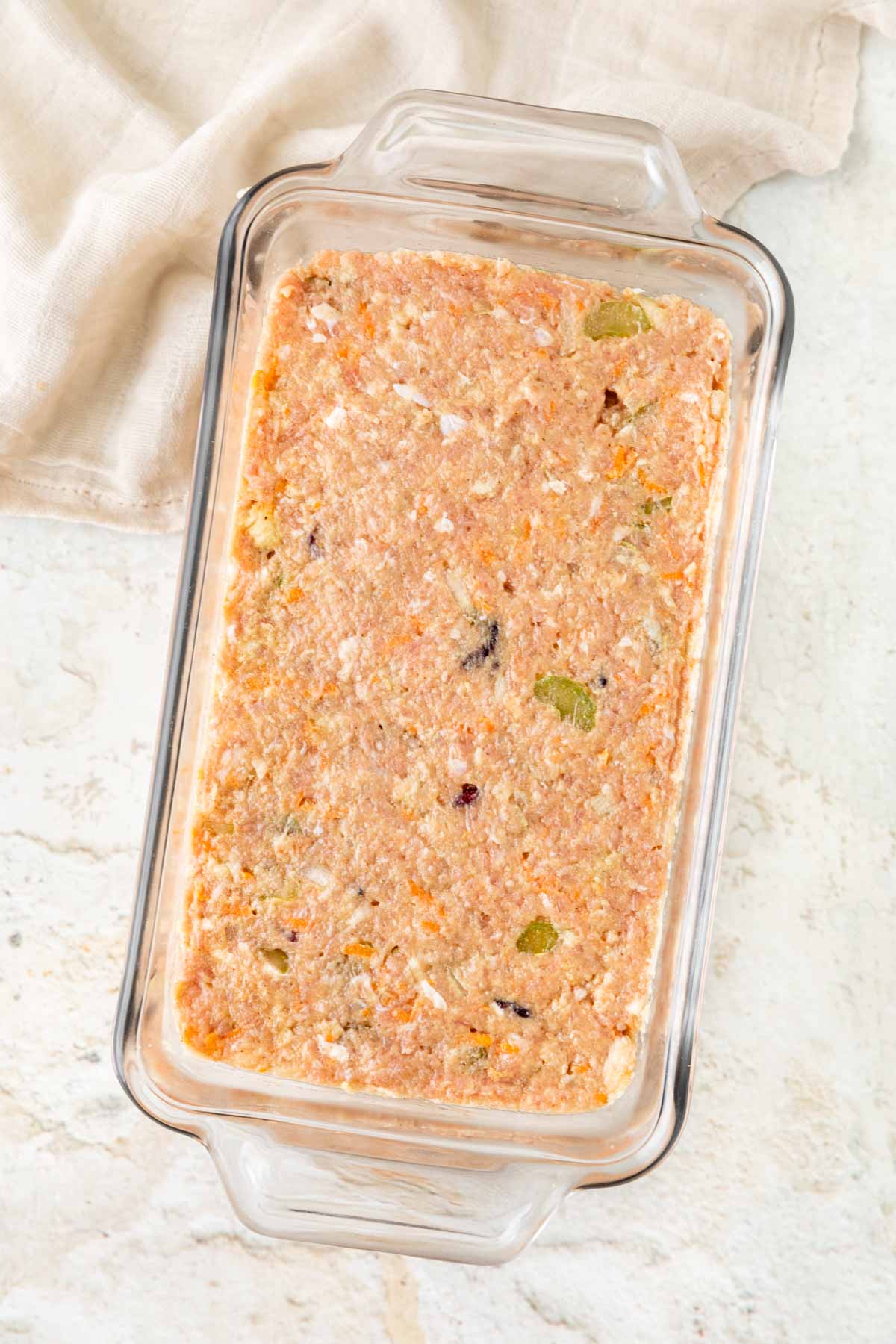 Thanksgiving Turkey Meatloaf uncooked in pan