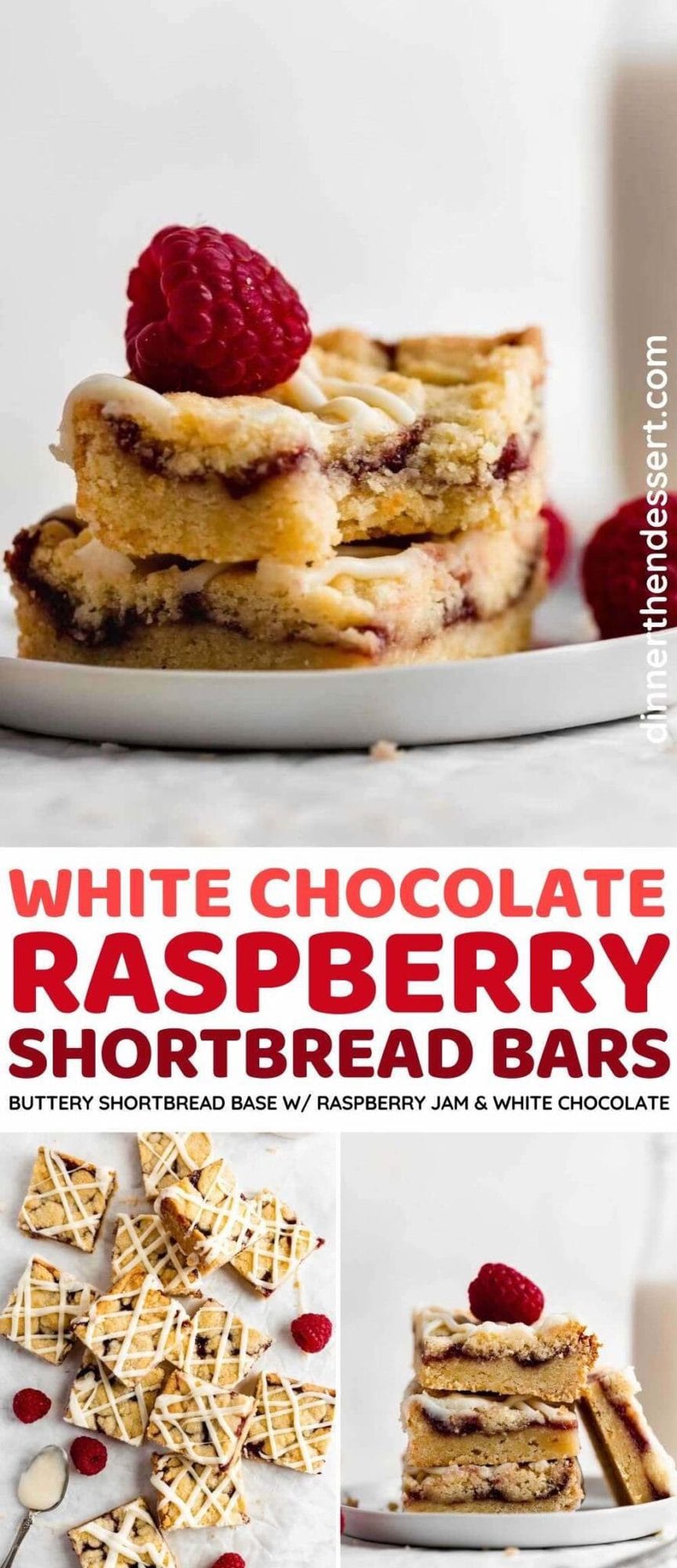 White Chocolate Raspberry Shortbread Bars Recipe Dinner Then Dessert