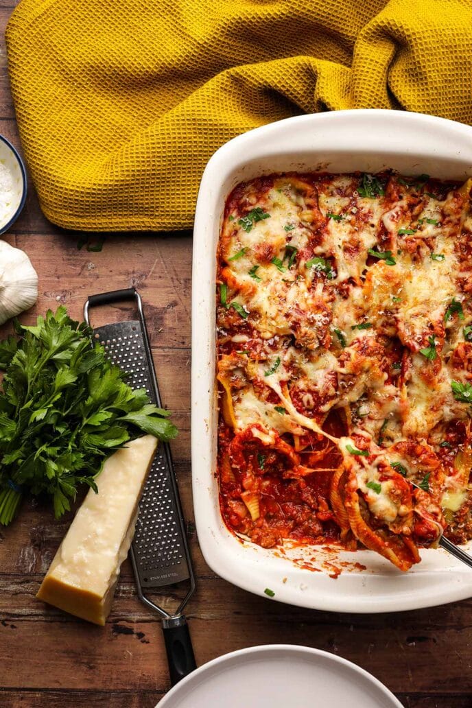 Beefy Italian Stuffed Shells Recipe - Dinner, then Dessert