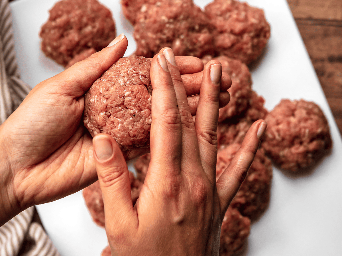Patties shaped on a plate 