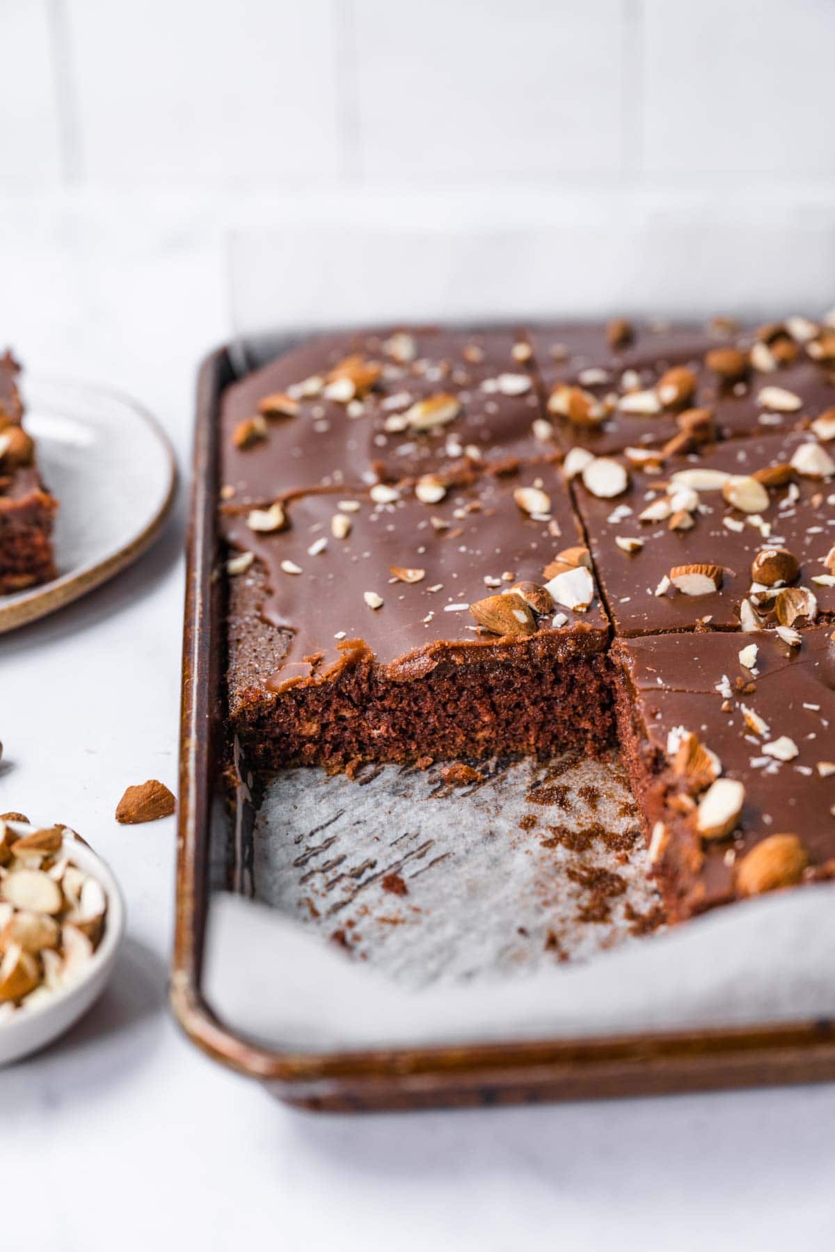 Chocolate Buttermilk Squares on baking sheet