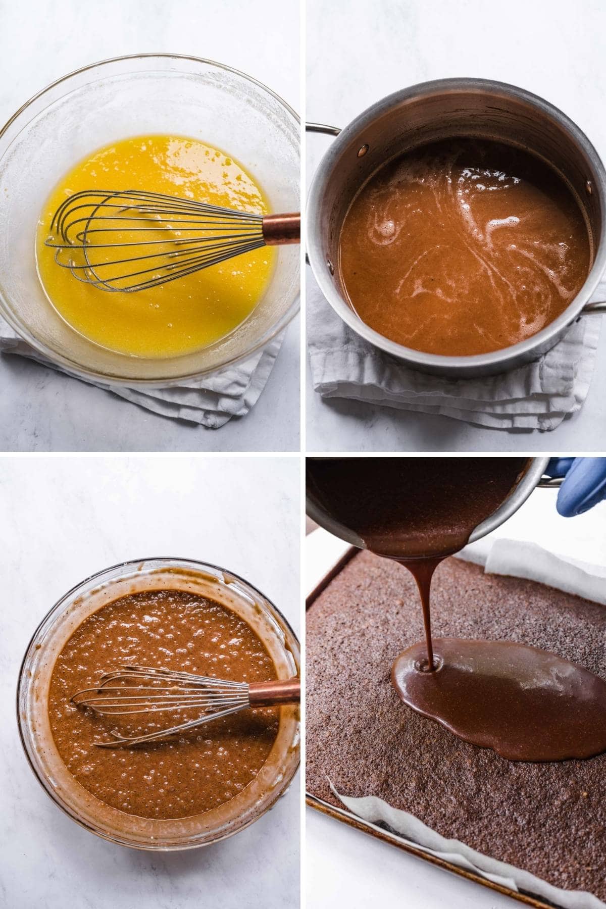 Chocolate Buttermilk Squares collage of prep steps