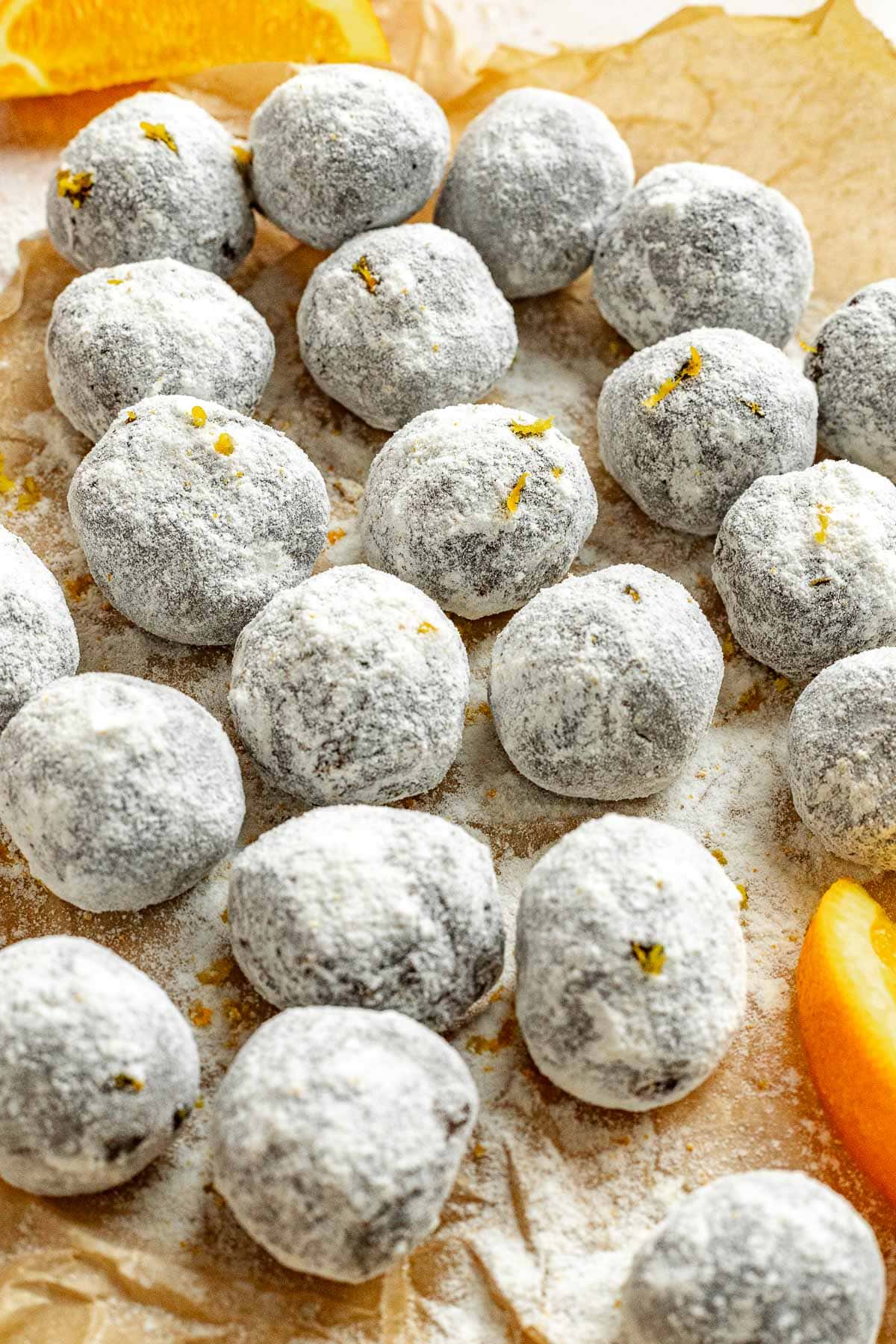 Chocolate Orange Truffles on parchment paper