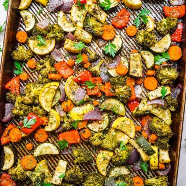 Italian Roasted Vegetables on baking pan 1x1