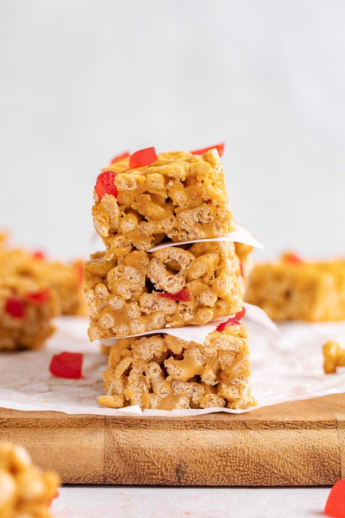 Peanut Butter and Jelly Cereal Bars stack