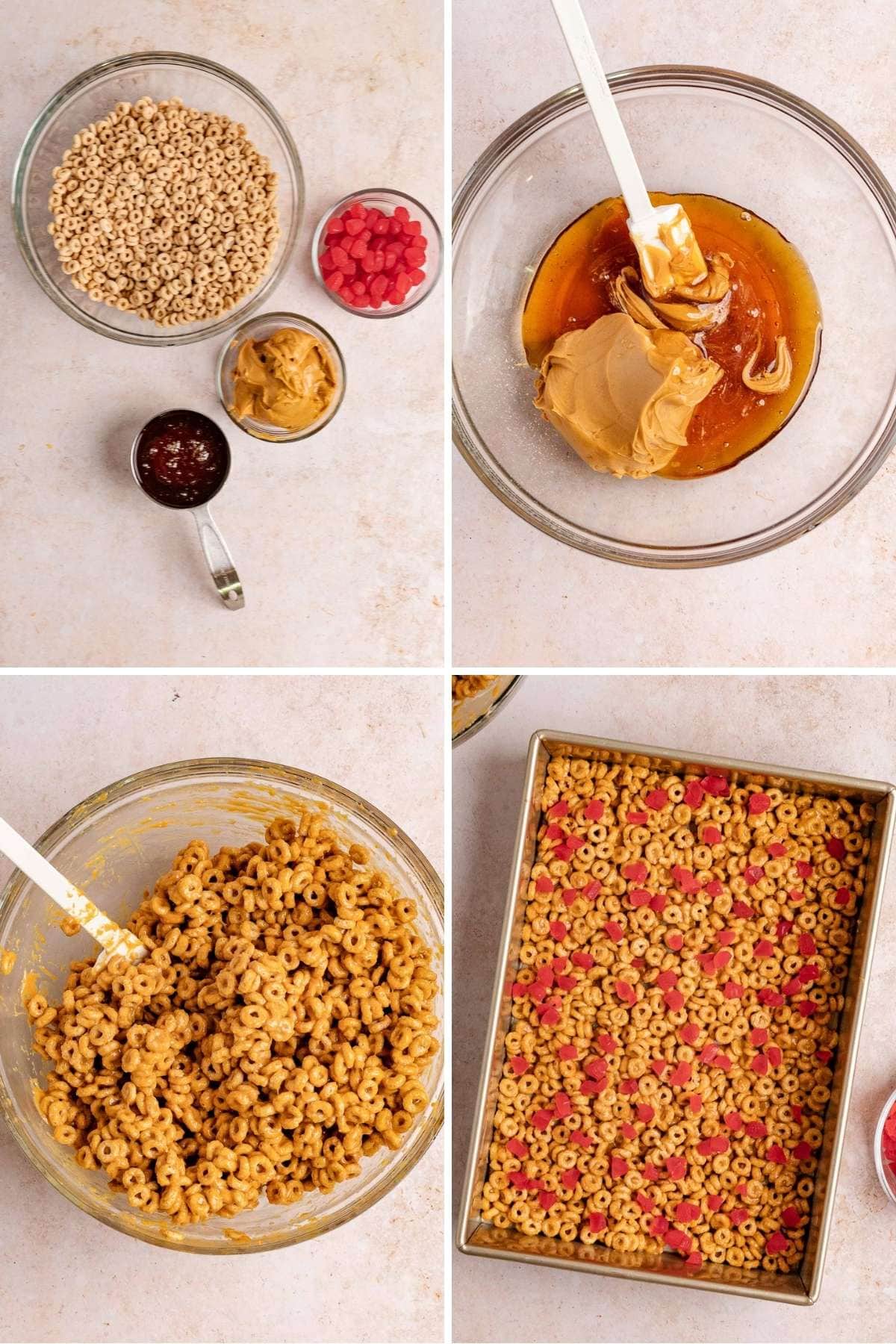 Peanut Butter and Jelly Cereal Bars collage