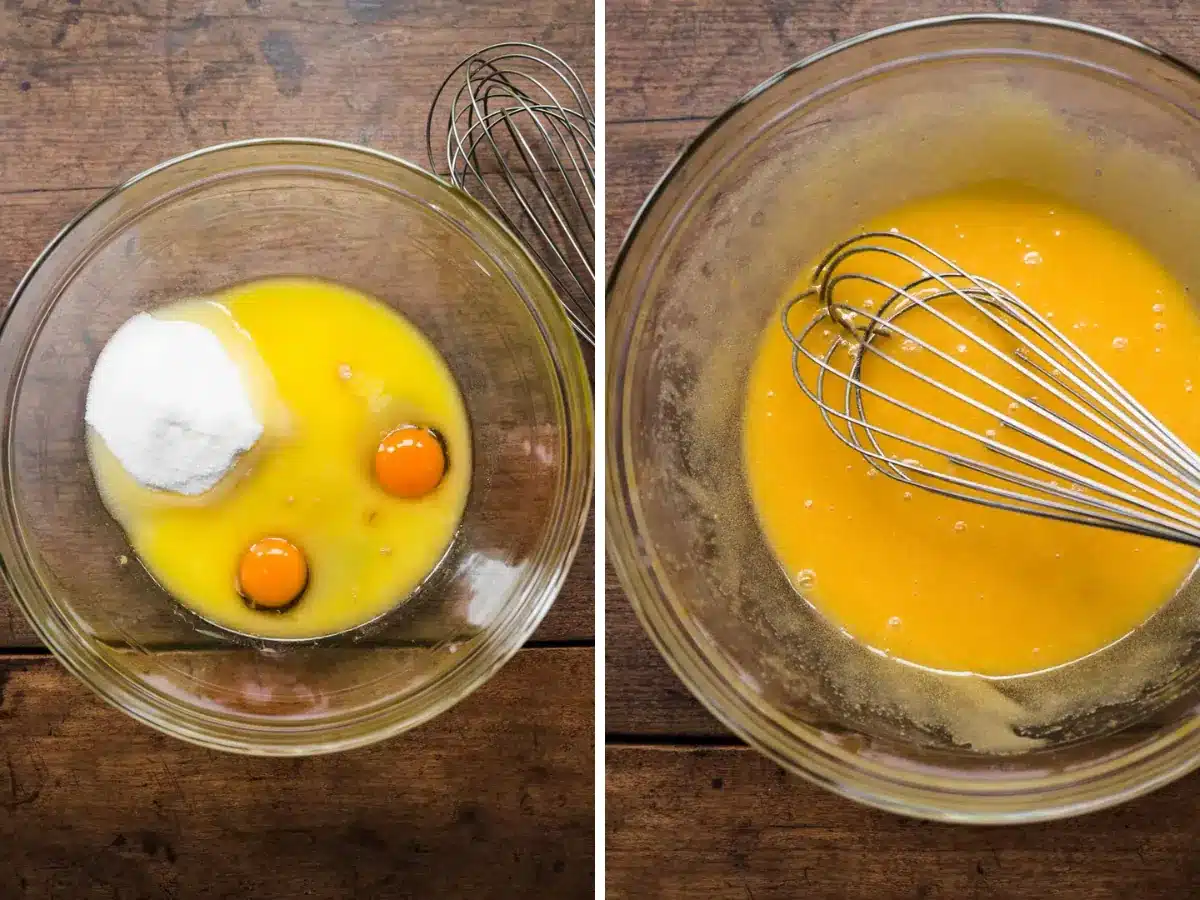 mixing ingredients for brownies