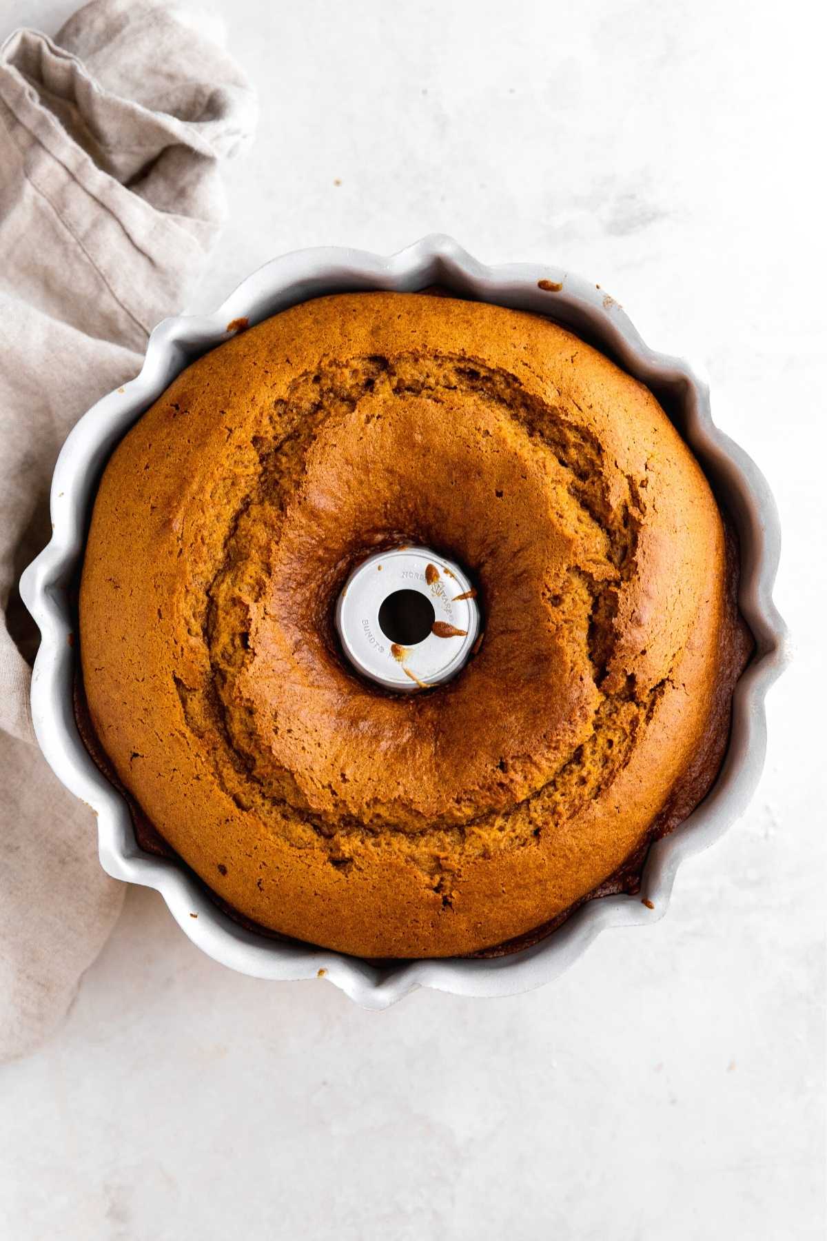 Pumpkin Cheesecake Bundt Cake baked in Bundt pan