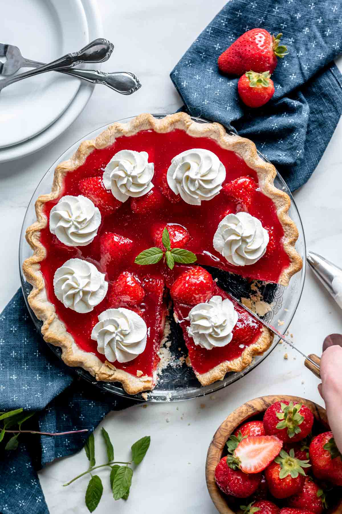 Strawberry Jello Pie in serving dish