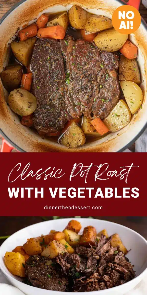 Roast dinner in a Dutch oven