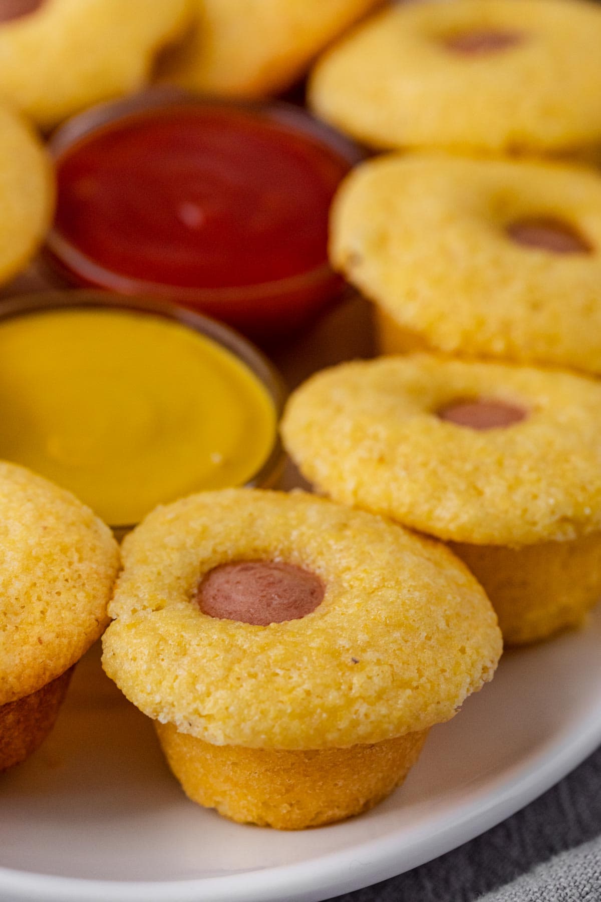 Corndog Mini Muffins with dipping sauces