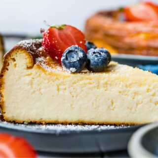 Slice of cheesecake with fruit topping