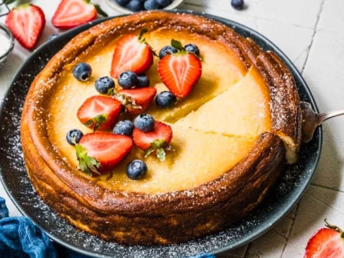 cheesecake with one slice being removed