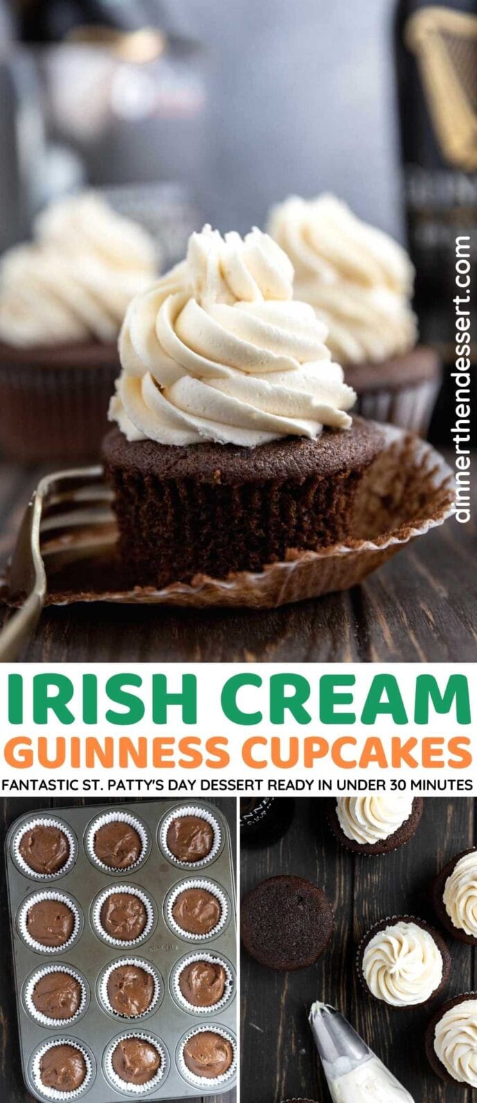 Irish Cream Guinness Cupcakes collage