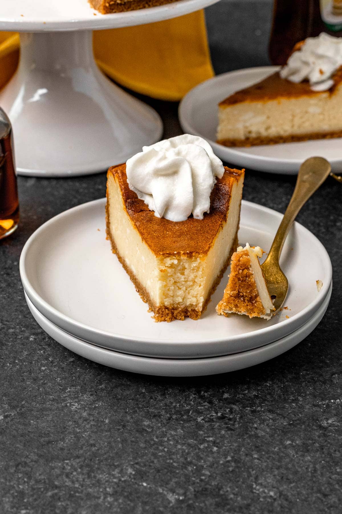 Maple Cheesecake slice on serving plate