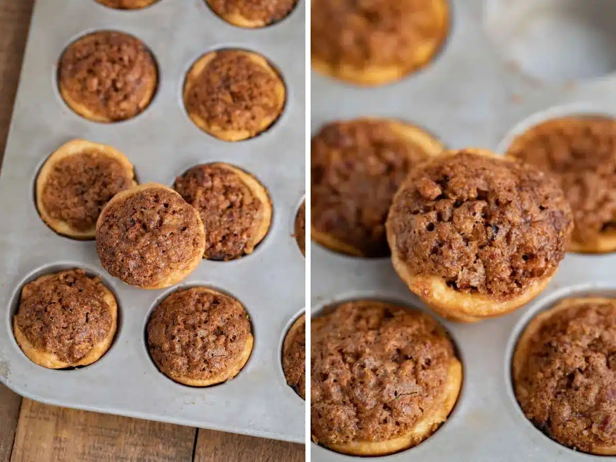 collage of tassies in muffin tin 