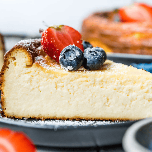 Slice of cheesecake on a plate