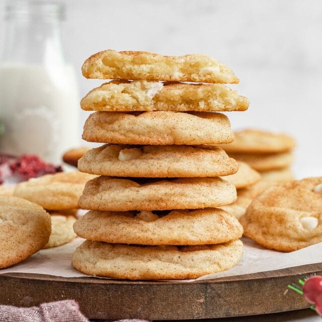 Snickerdoodle Chip Cookies in a stack 1x1