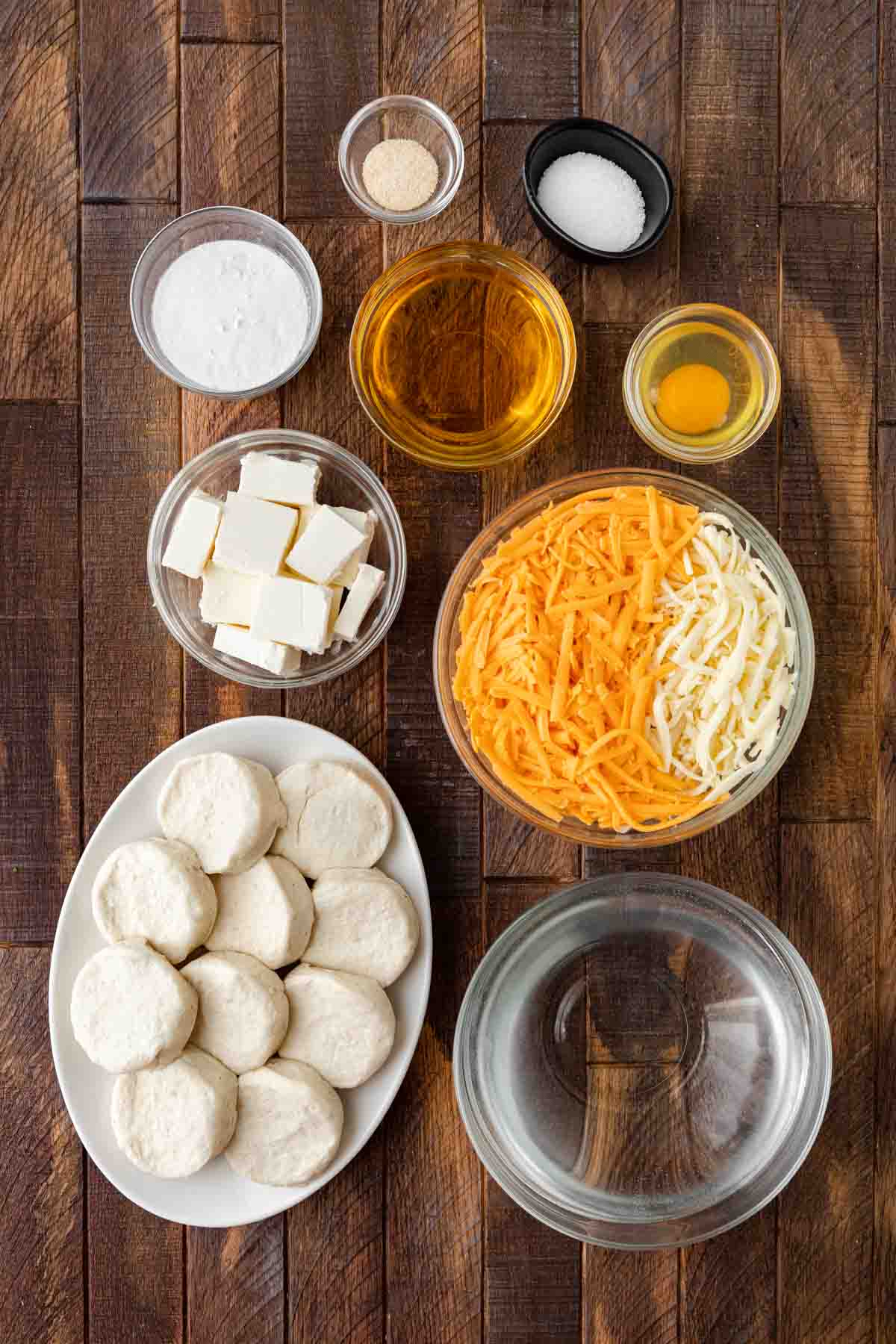 Soft Pretzel Bites ingredients in bowls