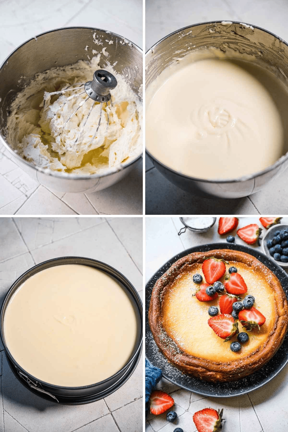 collage with cheesecake prep steps