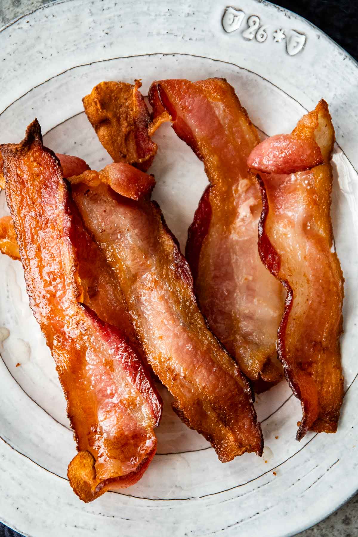 Air Fryer Bacon on serving plate