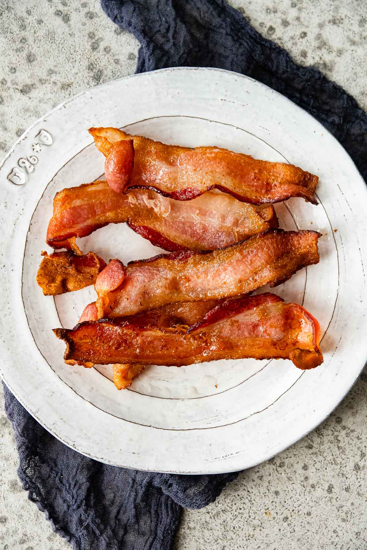 Air Fryer Bacon on serving plate