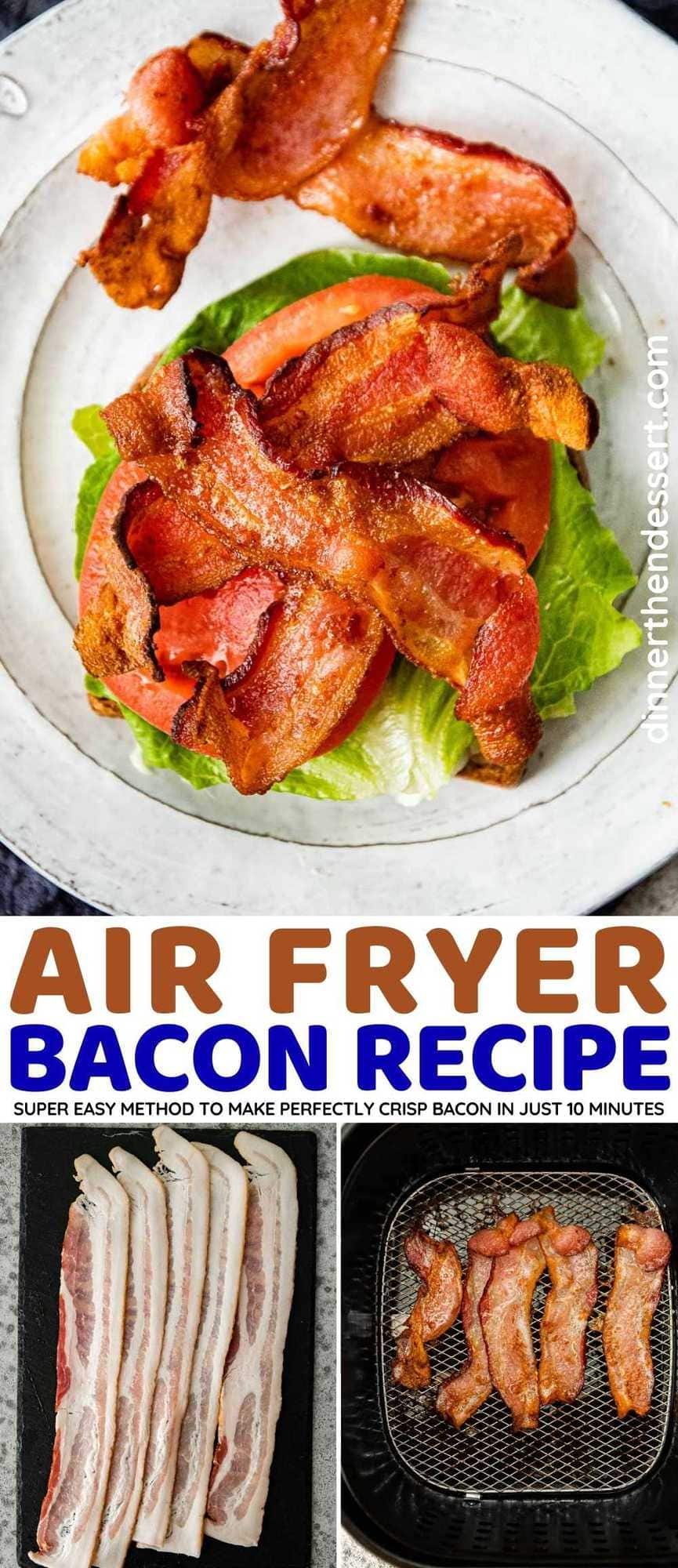 Air Fryer Bacon collage